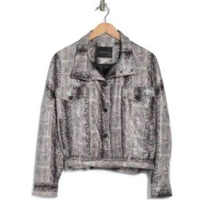 Blank NYC Snakeskin Print Faux Leather Belted Bomber Jacket Size Large